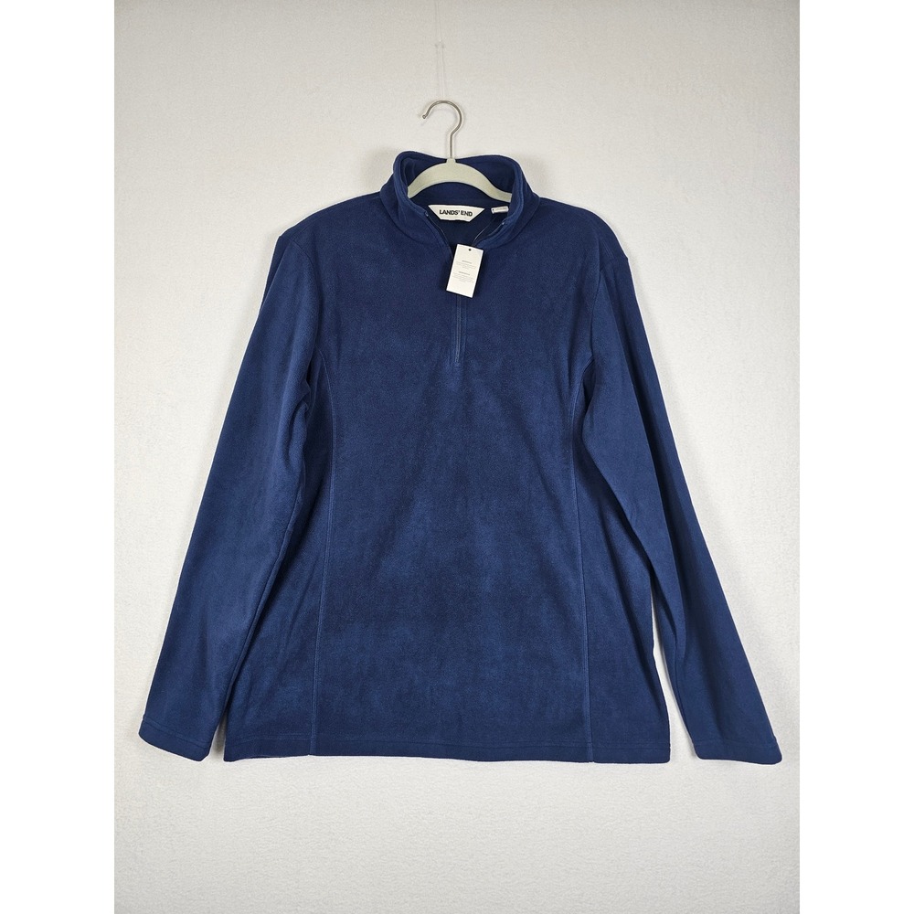 Gorpcore Lands End Fleece Pullover Mens L/T Blue Anti-Static Quarter Zip Tall